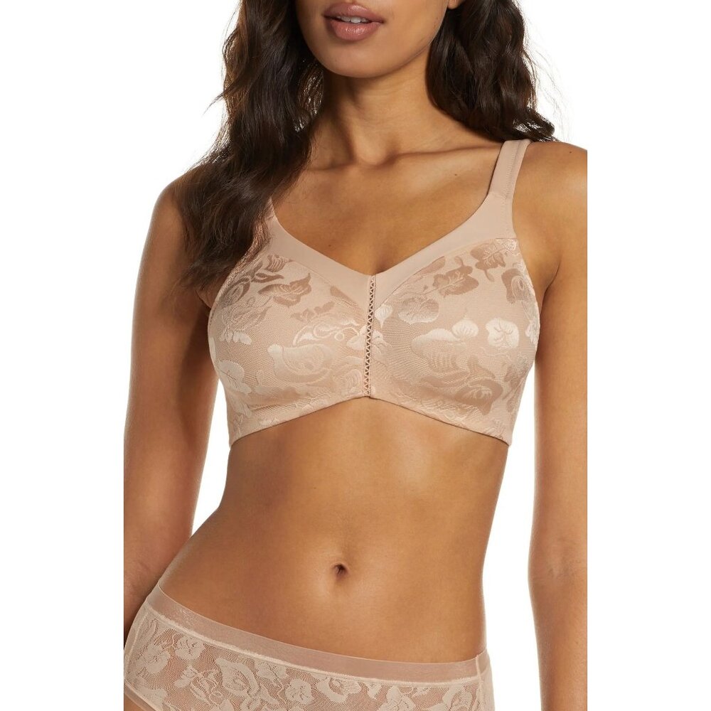 🆕WACOAL Awareness Full Unpadded Wireless Bra 36D Beige Nude #85276